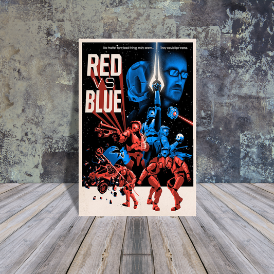 Metal Poster - Blue vs Red Halo