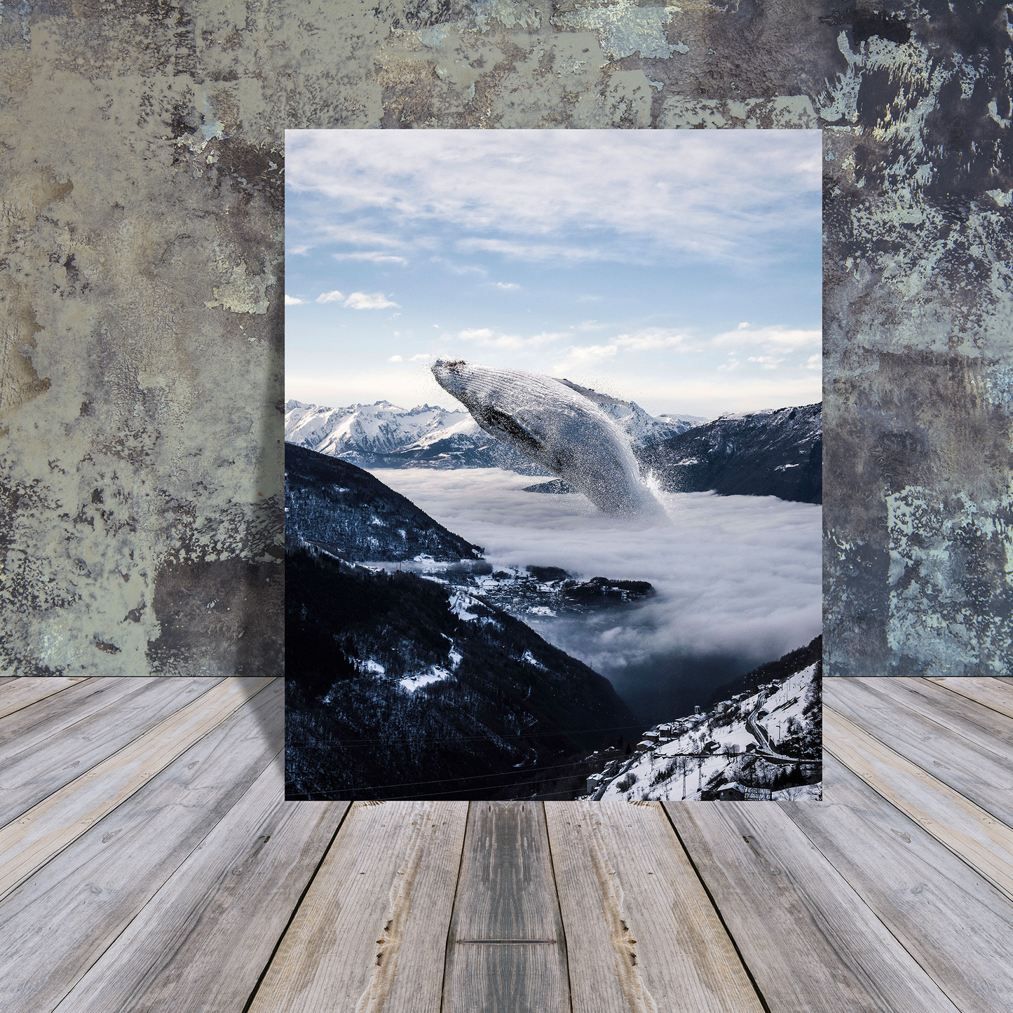 Metal Poster - Whale in the mountains